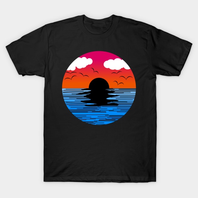 Sunset Retro Curve T-Shirt by Faishal Wira